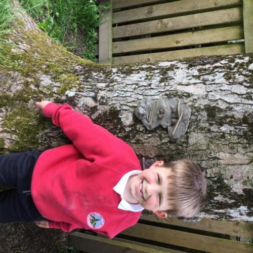 We created tree boggarts around our school ground using clay and natural materials.